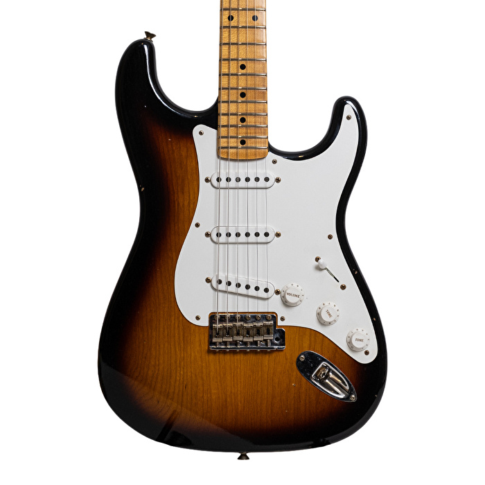 Fender Custom Shop 1955 Stratocaster Journeyman Relic Akçaağaç Klavye 7,25 - 9,5 Aged 2 Ton Sunburst Elektro Gitar